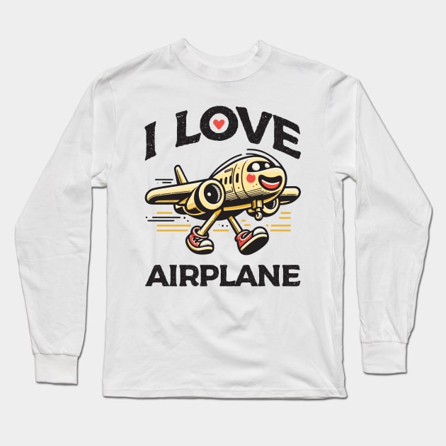 I Love Airplane Long Sleeve T-Shirt by Yopi